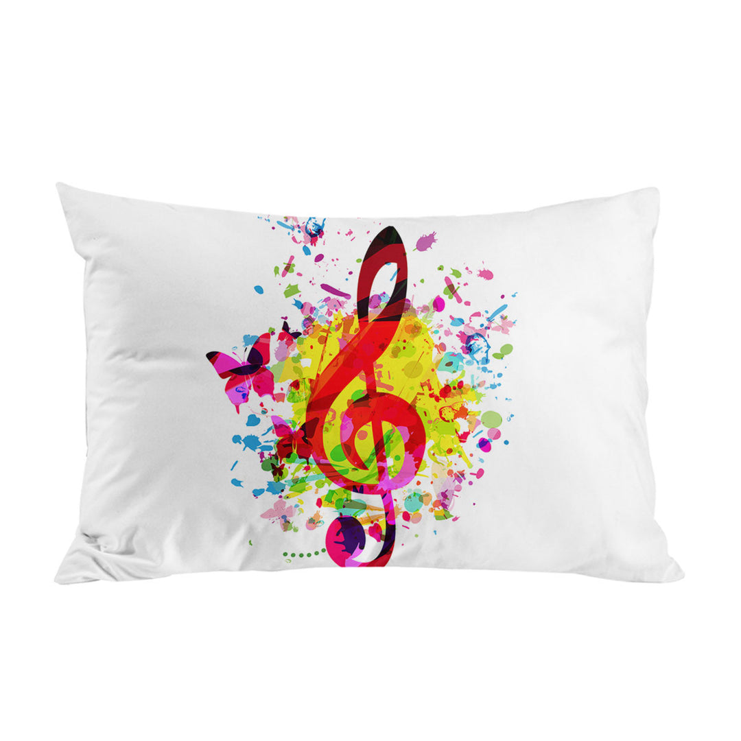 Colorful Splash Treble Clef and Butterflies Pillow Case Covers