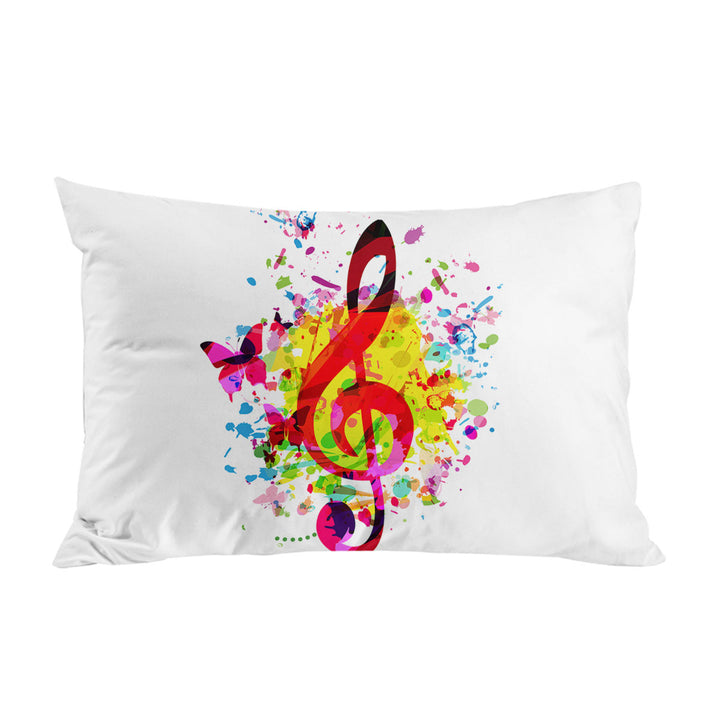 Colorful Splash Treble Clef and Butterflies Pillow Case Covers