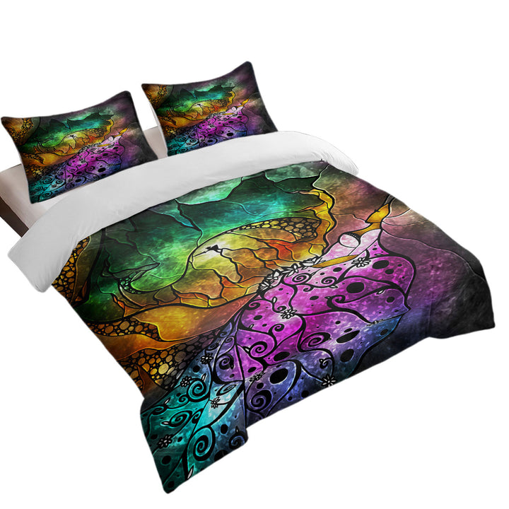 Colorful Stained Glass Fairy Tale Sleeping Beauty Coverlet