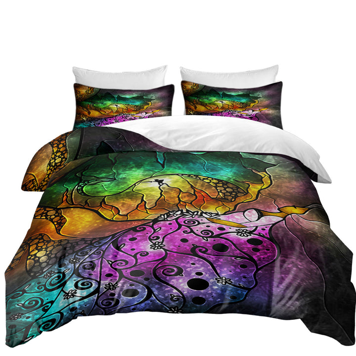 Colorful Stained Glass Fairy Tale Sleeping Beauty Coverlets