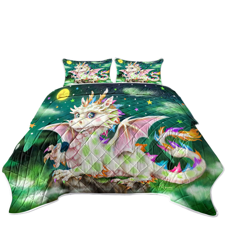 Colorful Stars Moon and Magical Dragon Quilt
