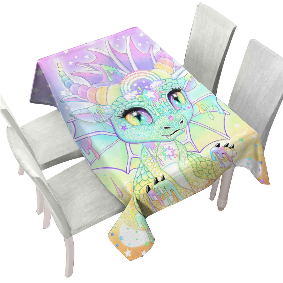 Colorful Sweet Pastel Lil Dragon Tablecloths