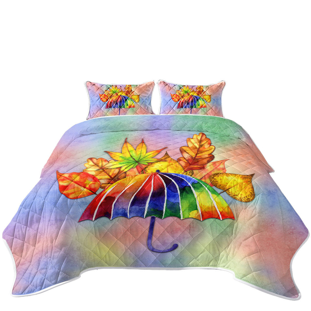 Colorful Umbrella and Autumn Leaves Quilts