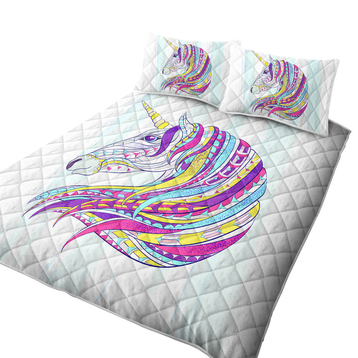 Colorful Unicorn Drawing Coverlets