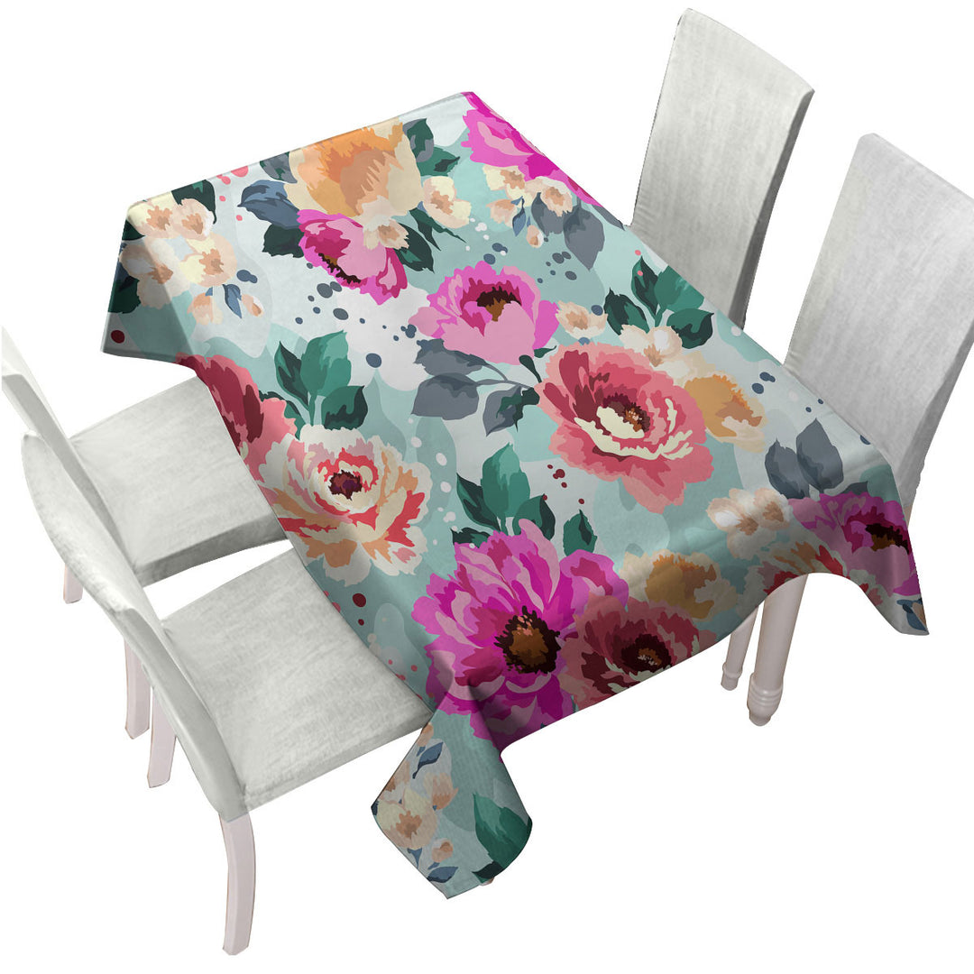 Colorful Vivid Flowers Tablecloth