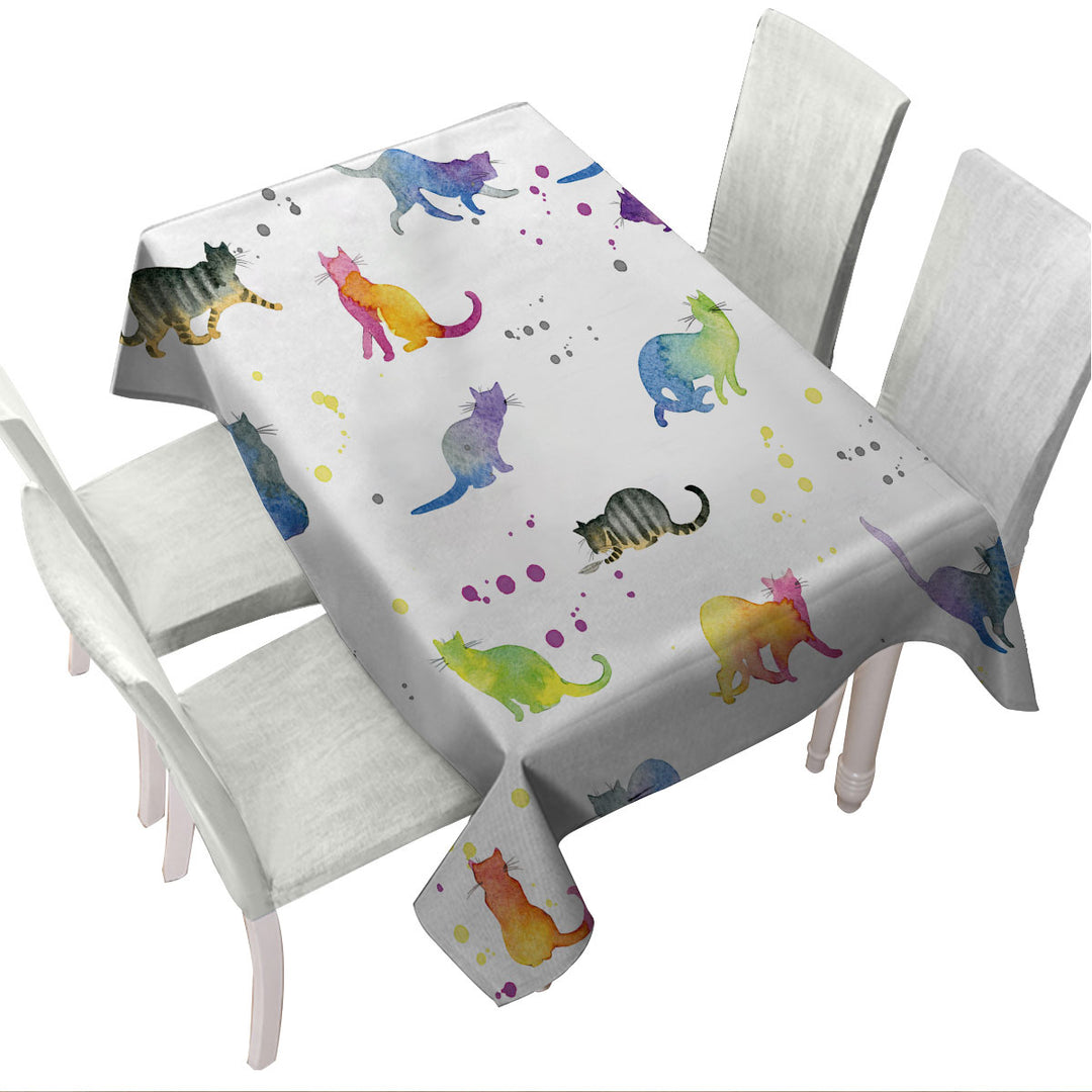 Colorful Water colored Cats Custom table Covers