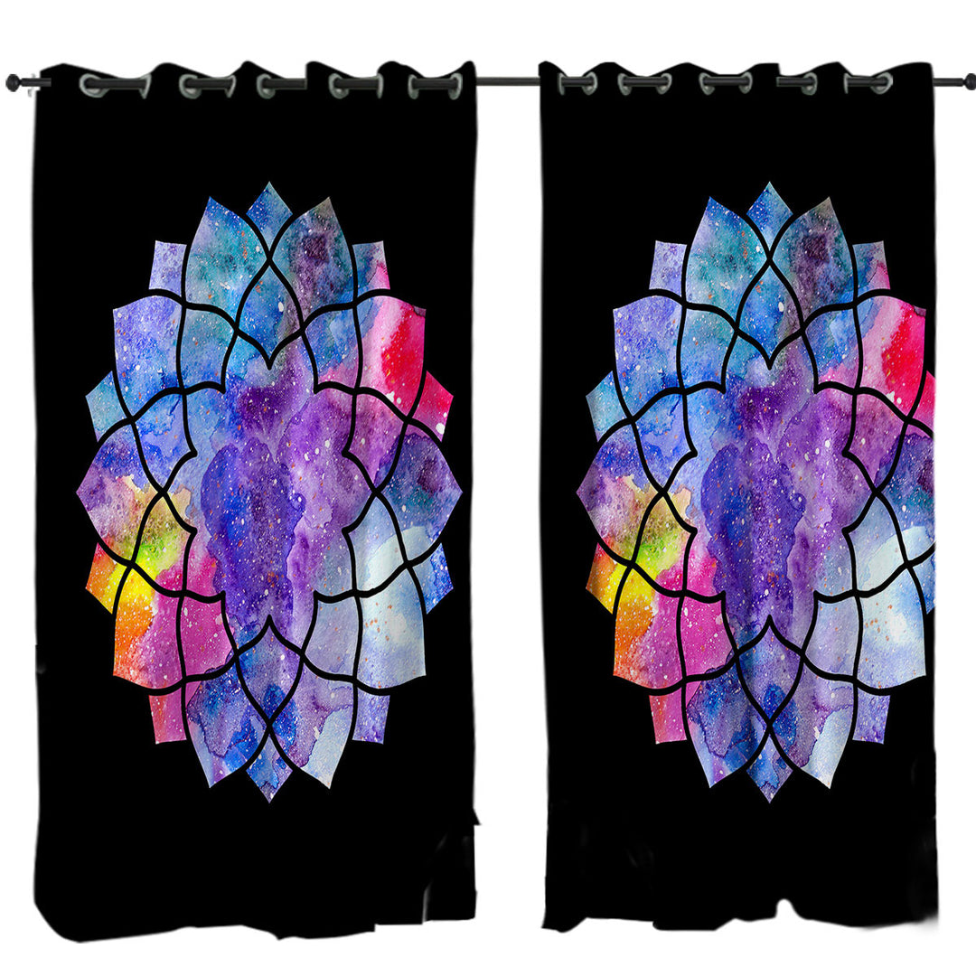 Colorful Watercolor Mandala Star Curtain