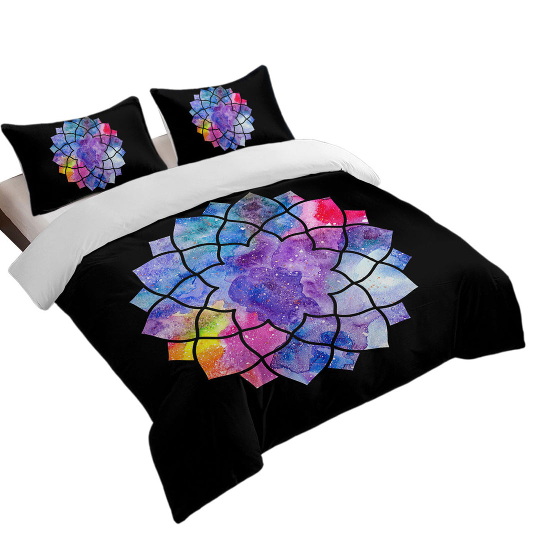 Colorful Watercolor Mandala Star Duvet Cover