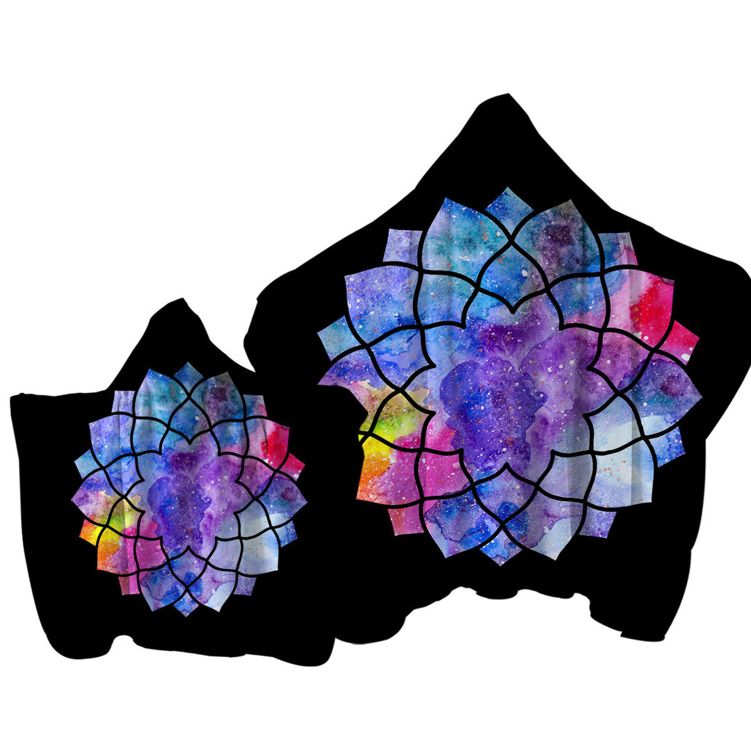 Colorful Watercolor Mandala Star Towel Hoodie