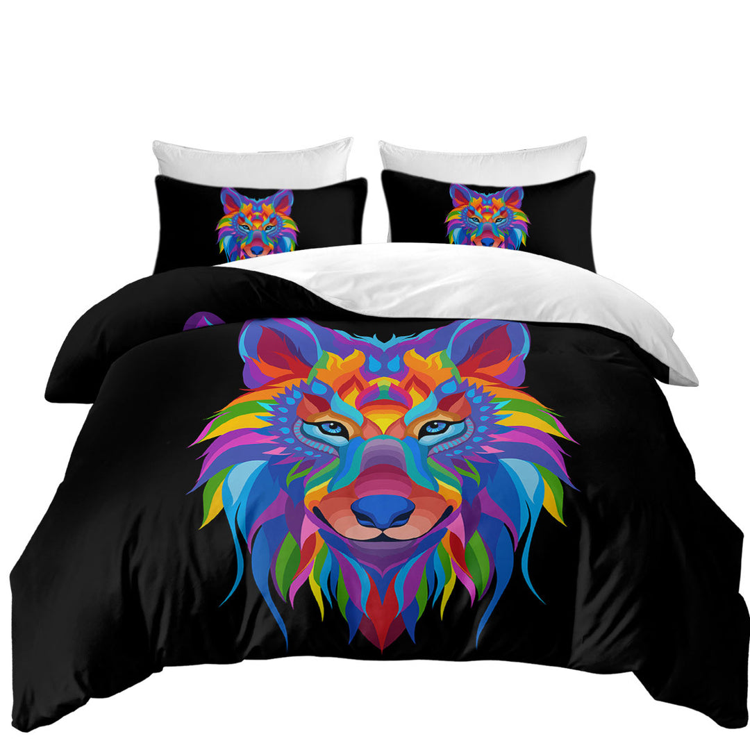 Colorful Wolf Face Duvet Covers