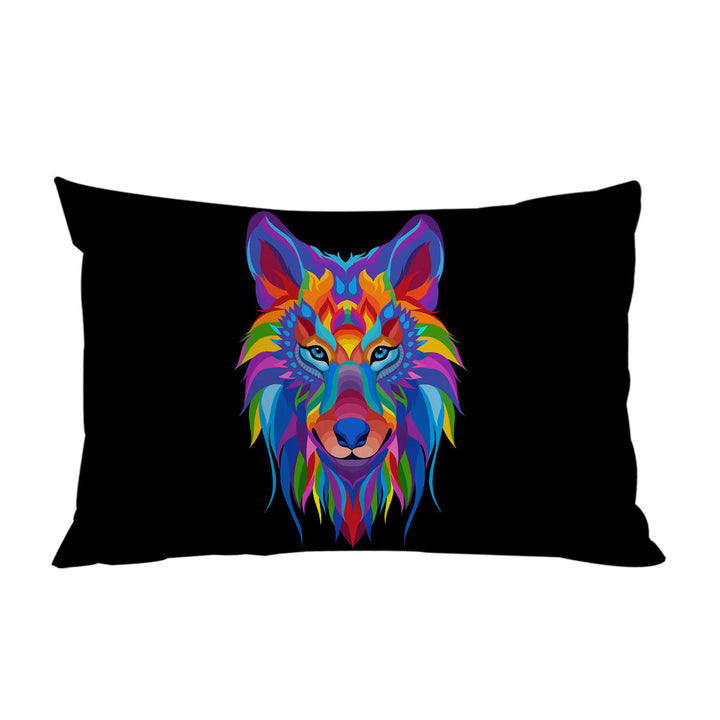Colorful Wolf Face Pillowcase