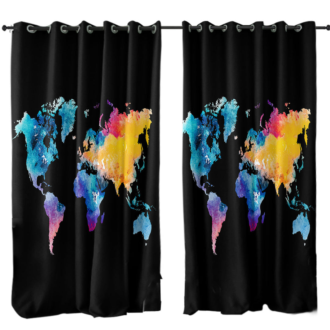 Colorful World Map Made to Measure Curtains