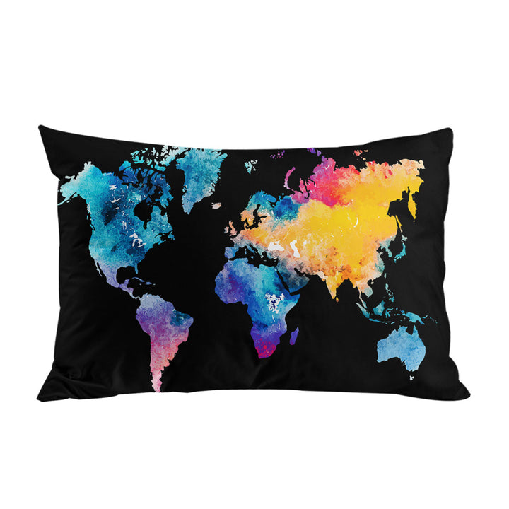 Colorful World Map Pillow Cases