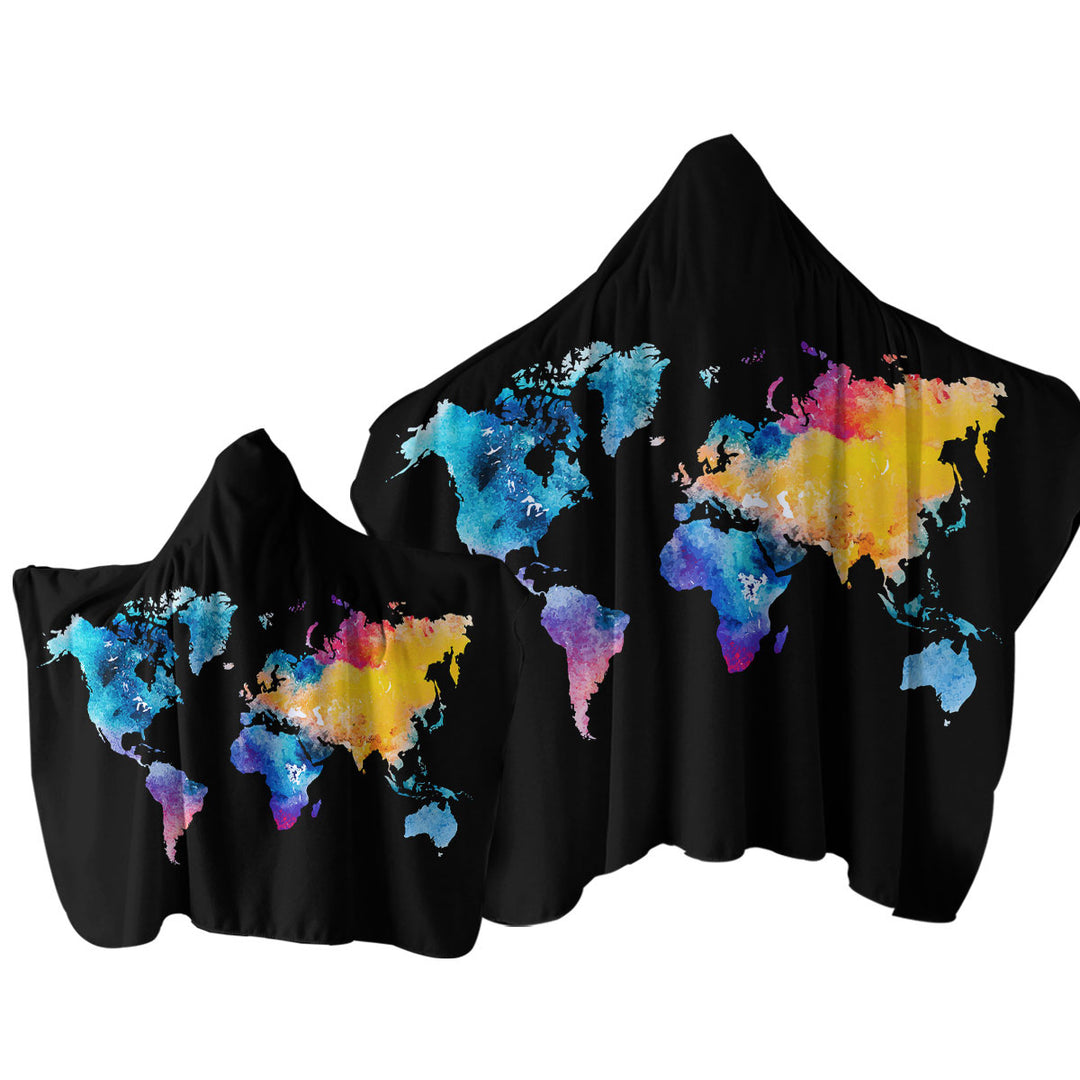 Colorful World Map Towel with Hood