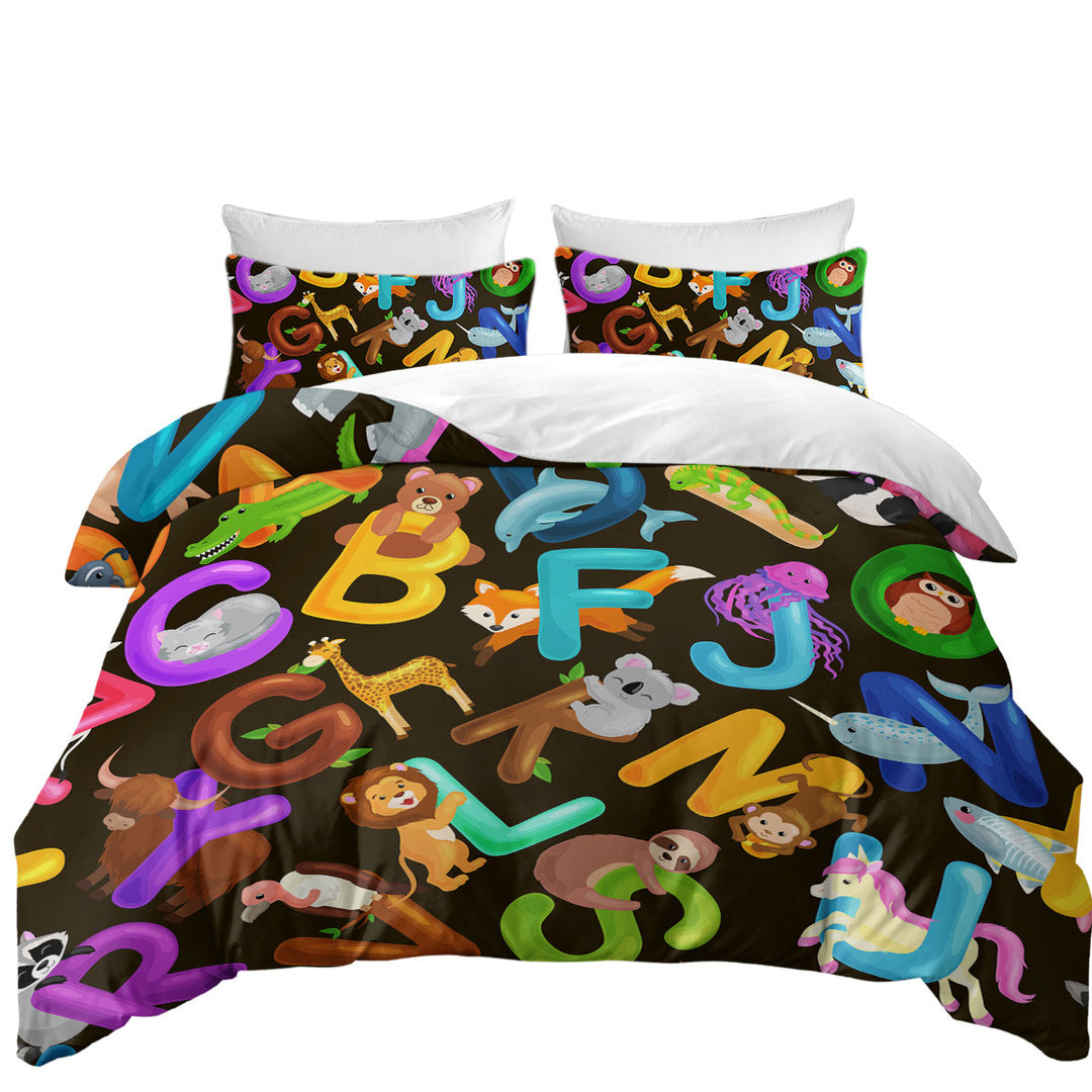 Comforter Cover with Animal Alphabet Mix for Kids