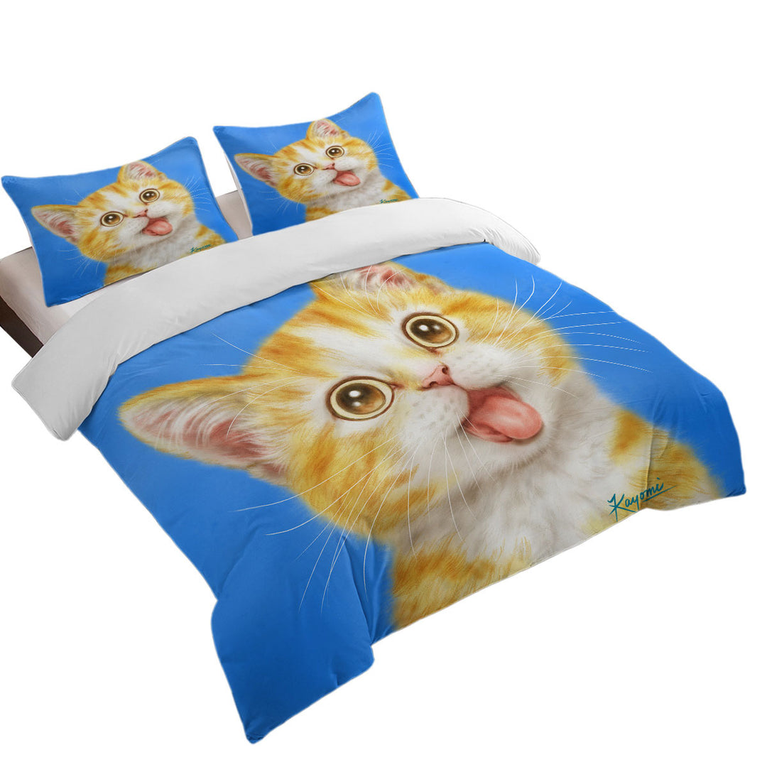 Comforter Cover with Cute Art for Kids Happy Kitty Cat