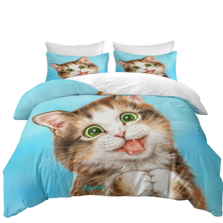 Comforter Cover with Cute Art for Kids Sweet Innocent Kitty Cat