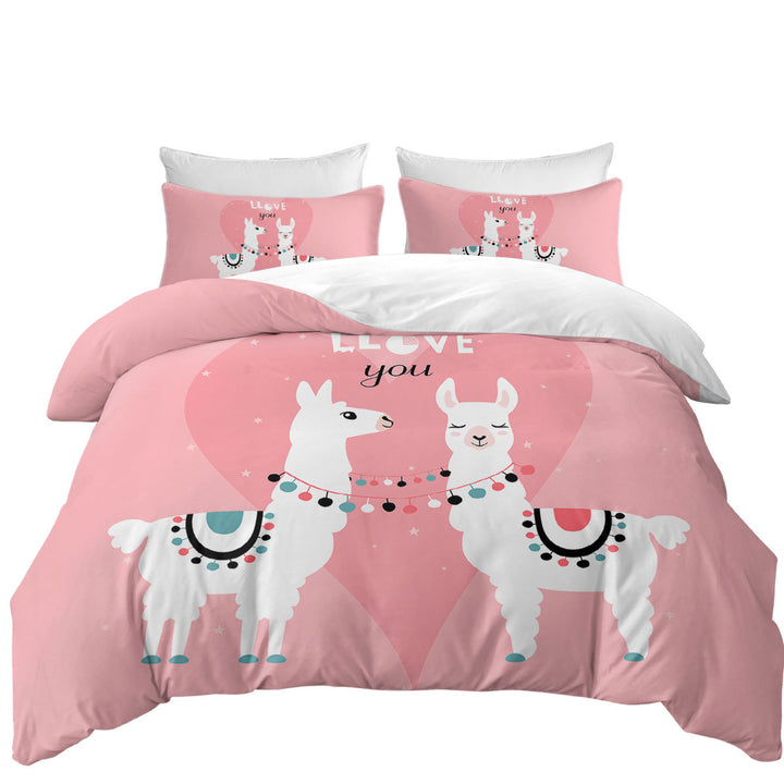 Comforter Cover with Llove You_ Cute Llamas Love
