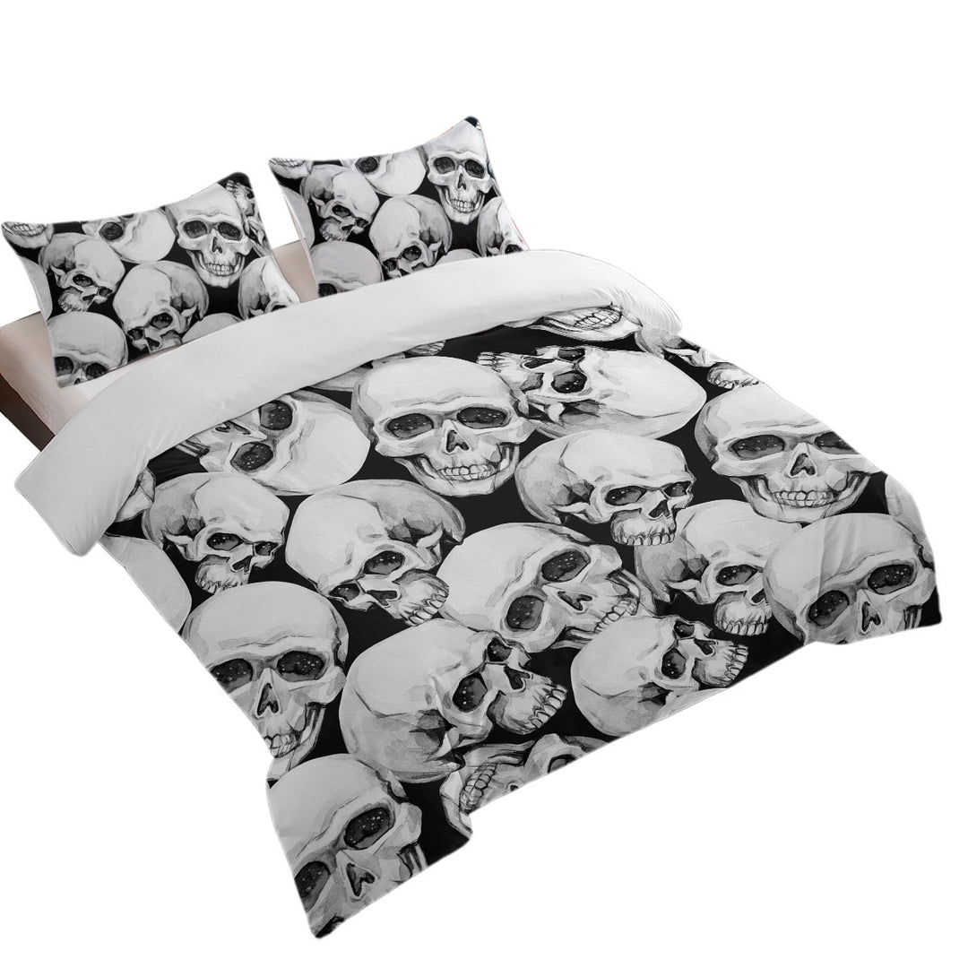 Comforter Cover with Scary Human Skulls