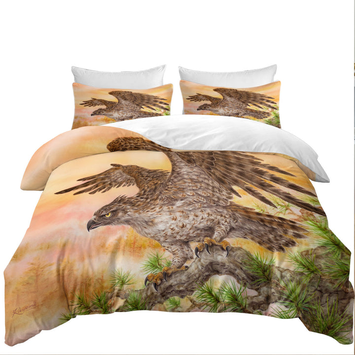 Comforter Cover with Wild Life Animal Art Powerful Hawk