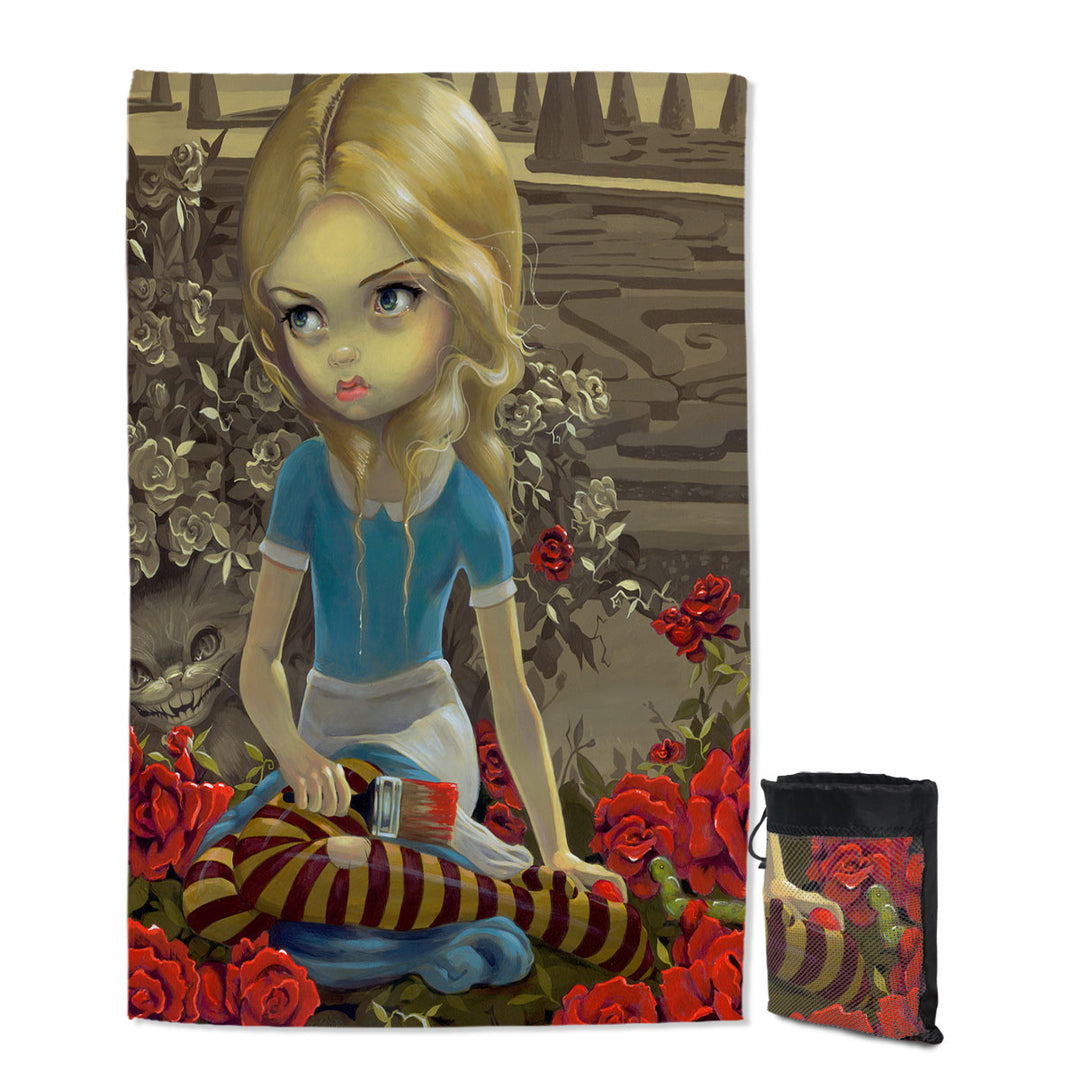 Cool Alice Giant Lightweight Beach Towel Art Painting the Roses Red