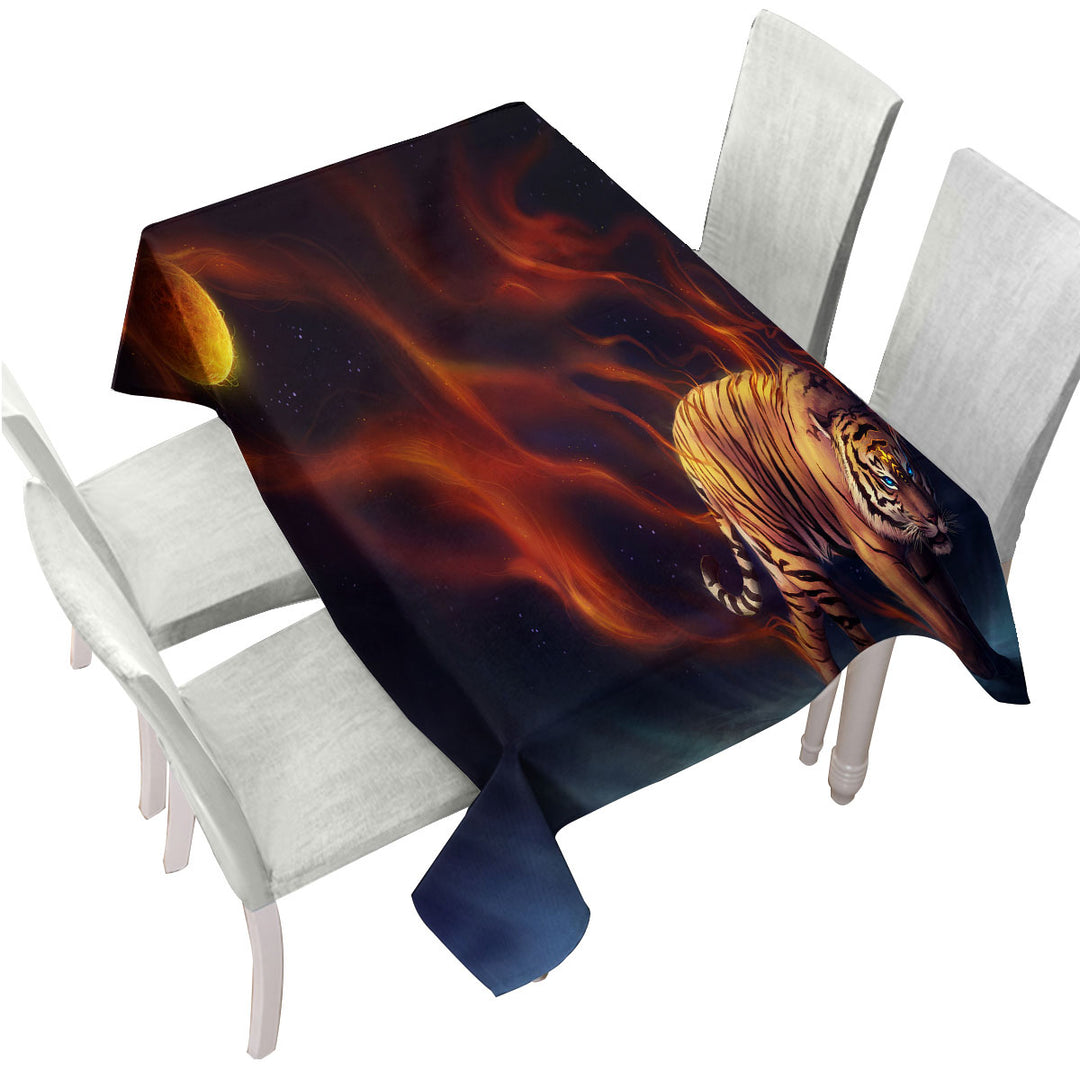 Cool Animal Art Day Bringer Sun and Tiger Table Cover
