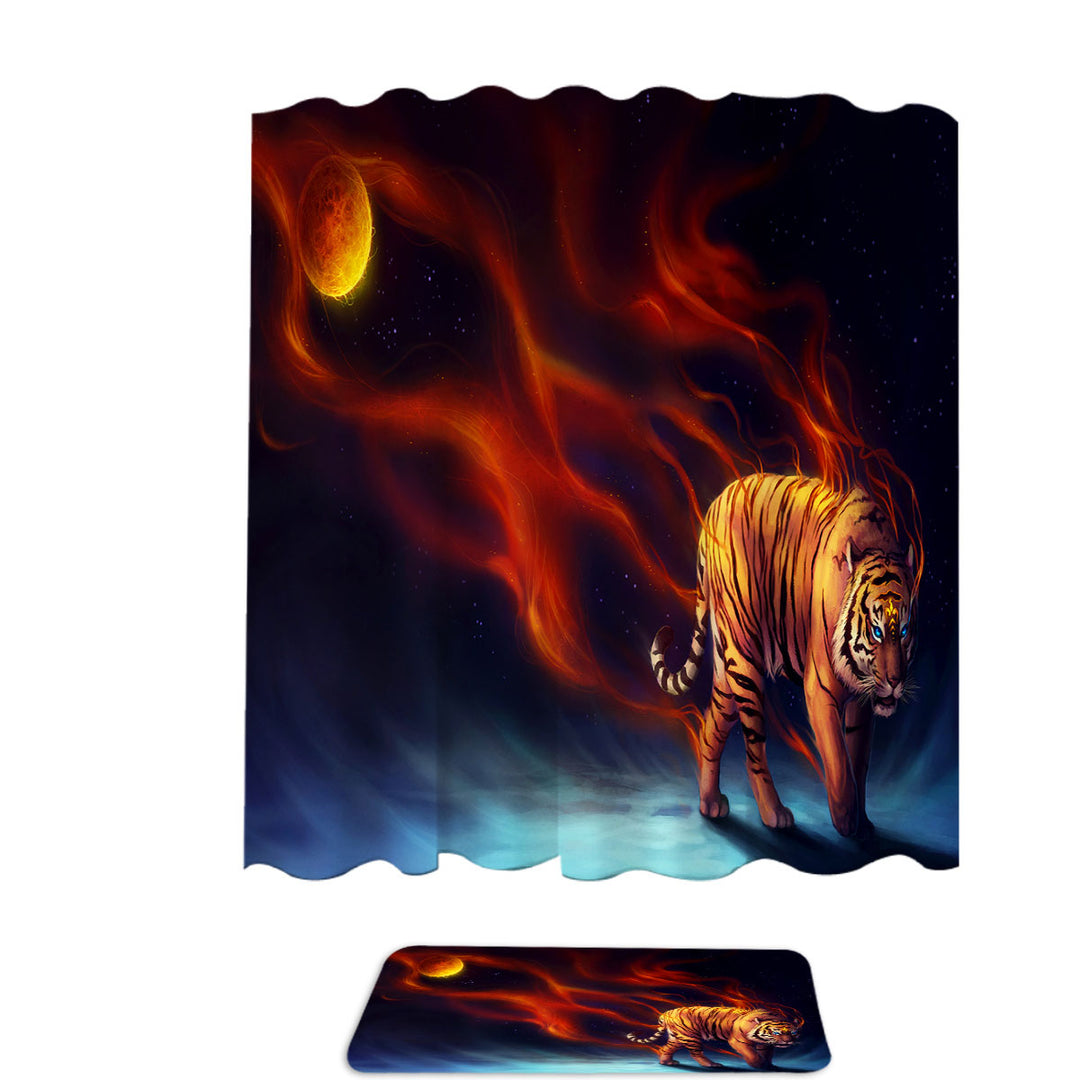 Cool Animal Shower Curtains Art Day Bringer Sun and Tiger