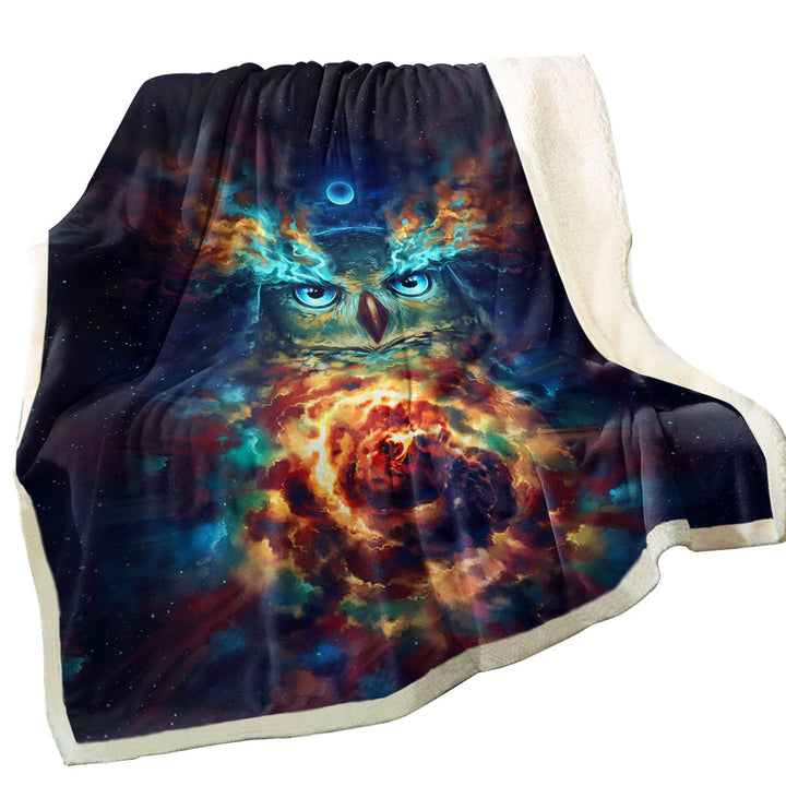 Cool Art Aurowla Space Owl Fleece Blankets