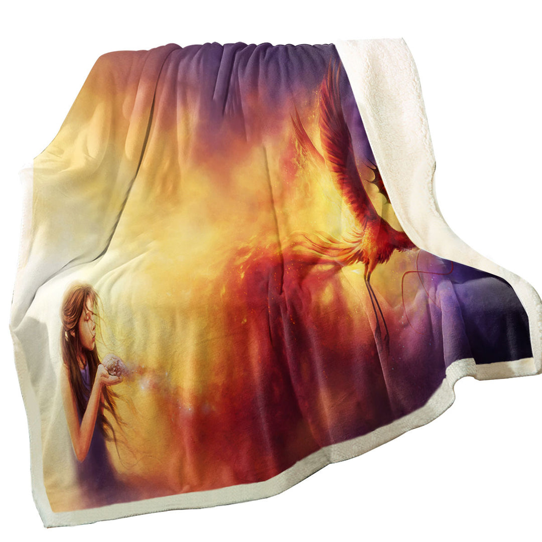 Cool Art Born from the Ashes Phoenix Fleece Blankets