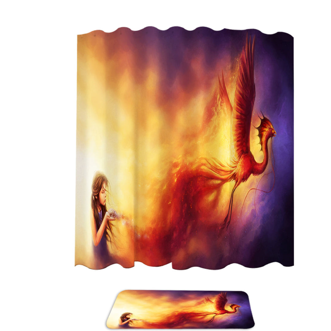 Cool Art Born from the Ashes Phoenix Shower Curtain