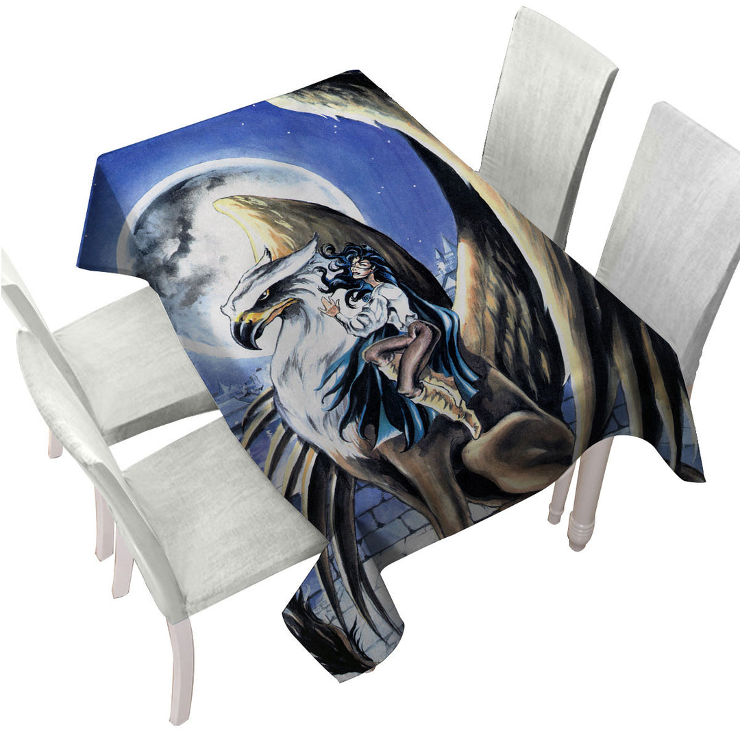 Cool Art Full Moon Watchtower Griffin Tablecloth