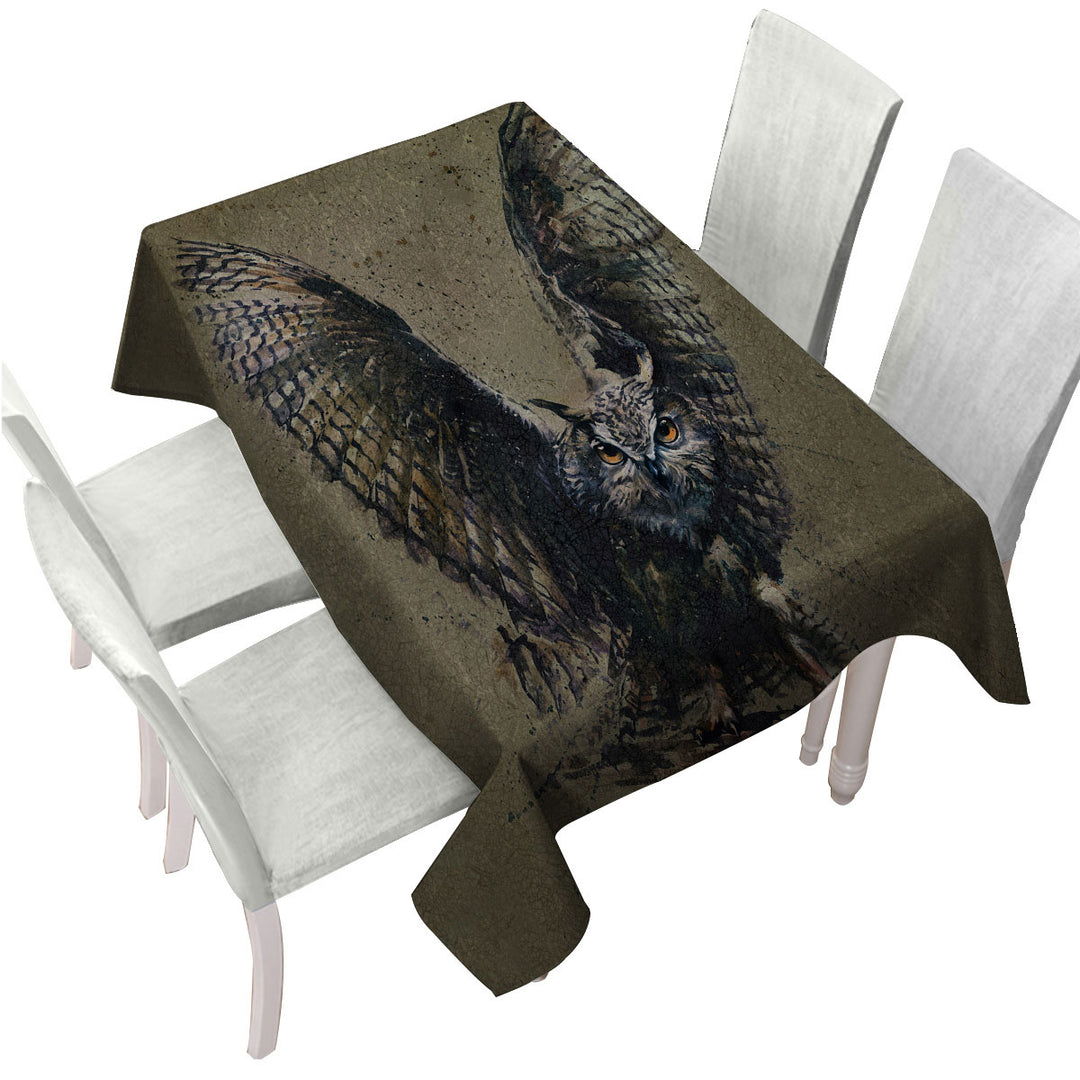 Cool Art Owl Painted on Concrete Custom table Covers