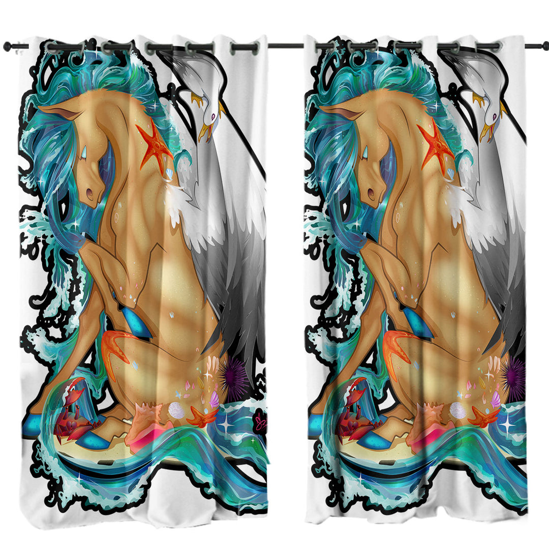 Cool Beach Ocean Rudicorn Drapes