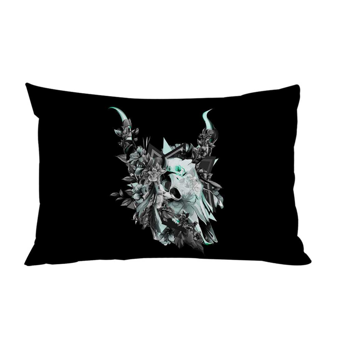 Cool Black and White Floral Turquoise Bull Skull Bed Covers