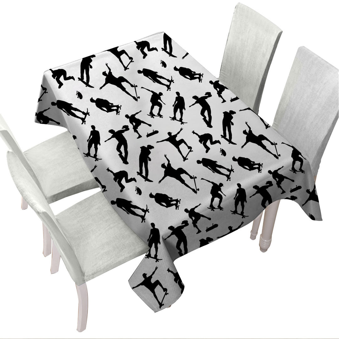 Cool Black and White Skateboarding Tablecloth