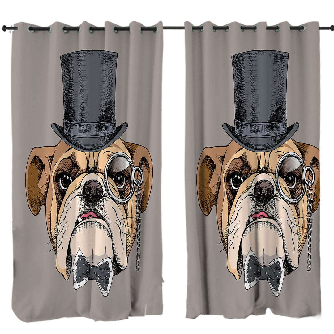 Cool Bulldog Gentleman Drapes and Curtains