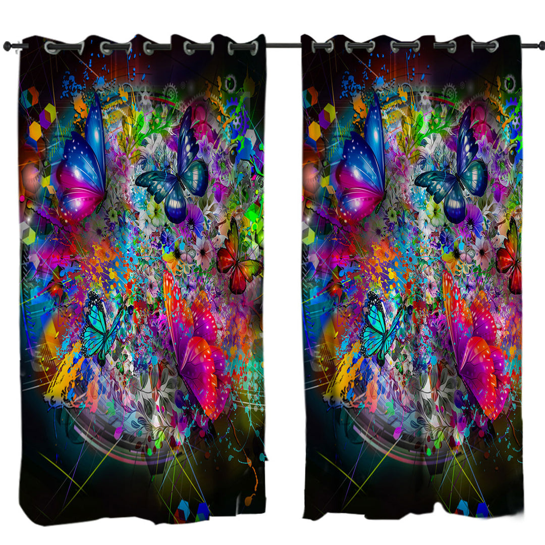 Cool Butterflies and Flowers Craziness Curtains for Bedroom