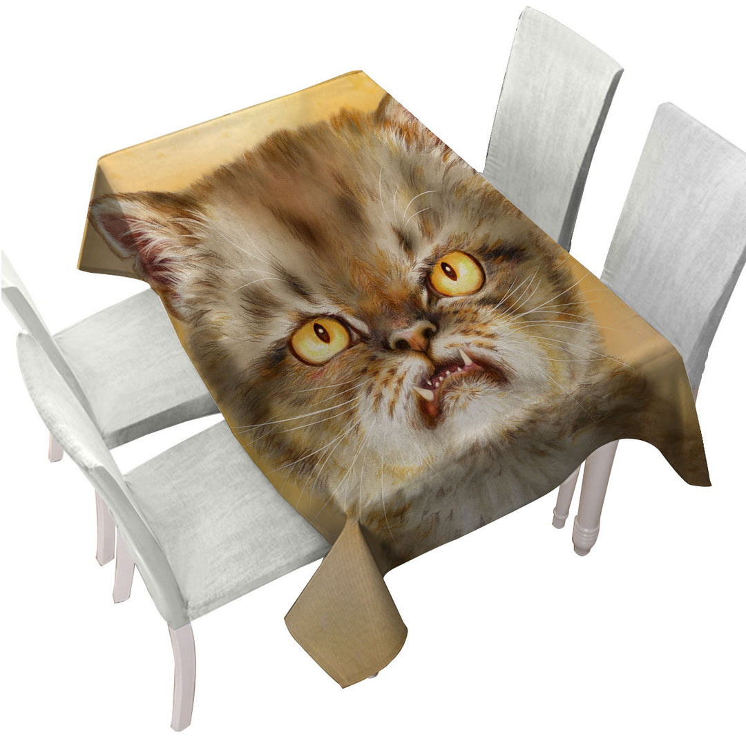 Cool Cat Art Angry Furious Kitten Custom table Covers