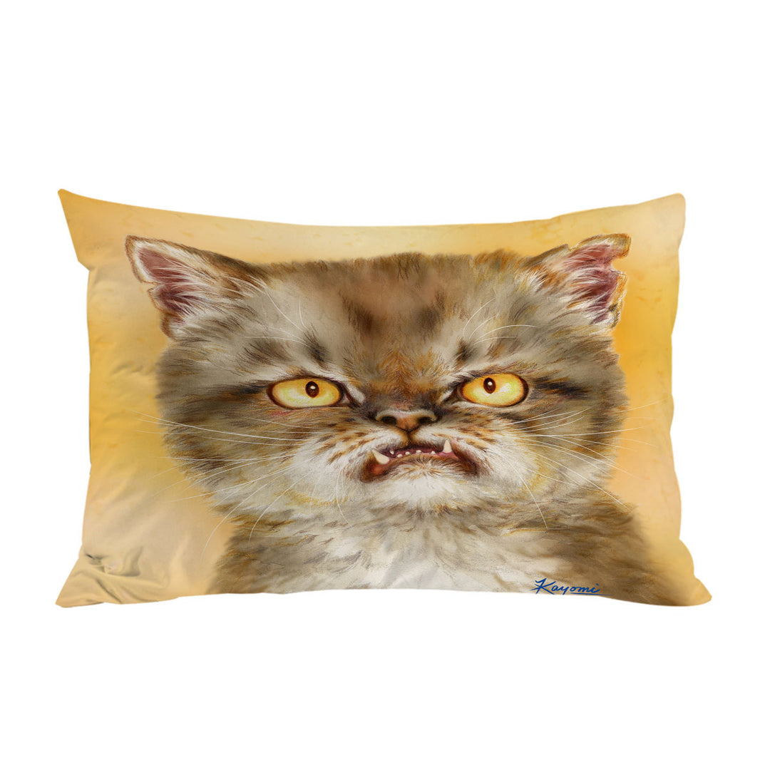Cool Cat Art Angry Furious Kitten Pillow Case Covers