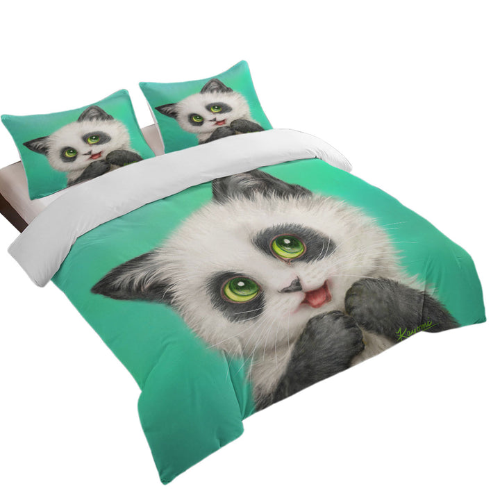 Cool Cats Art Paintings the Panda Kitten Duvet Cover Queen