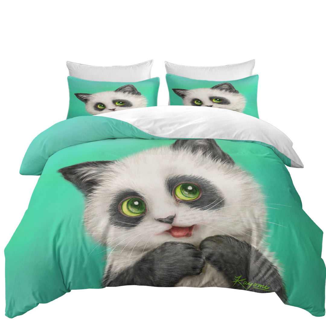 Cool Cats Art Paintings the Panda Kitten Duvet Covers King