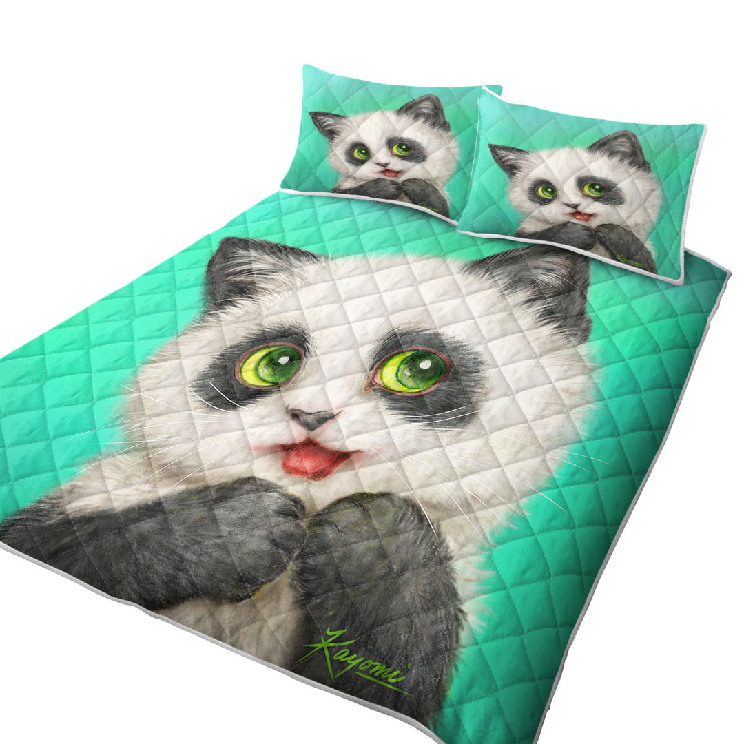 Cool Cats Art Paintings the Panda Kitten Quilt