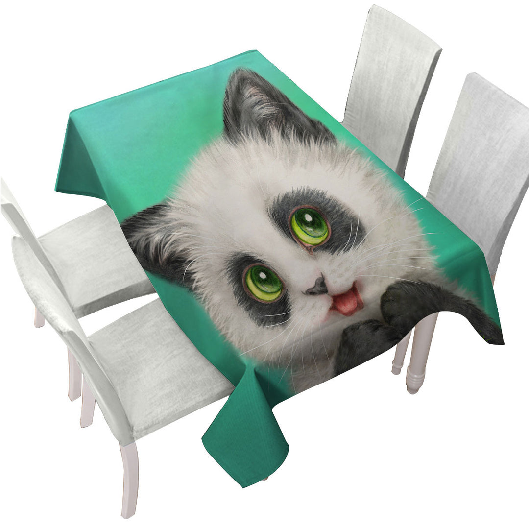 Cool Cats Art Paintings the Panda Kitten Table Cover