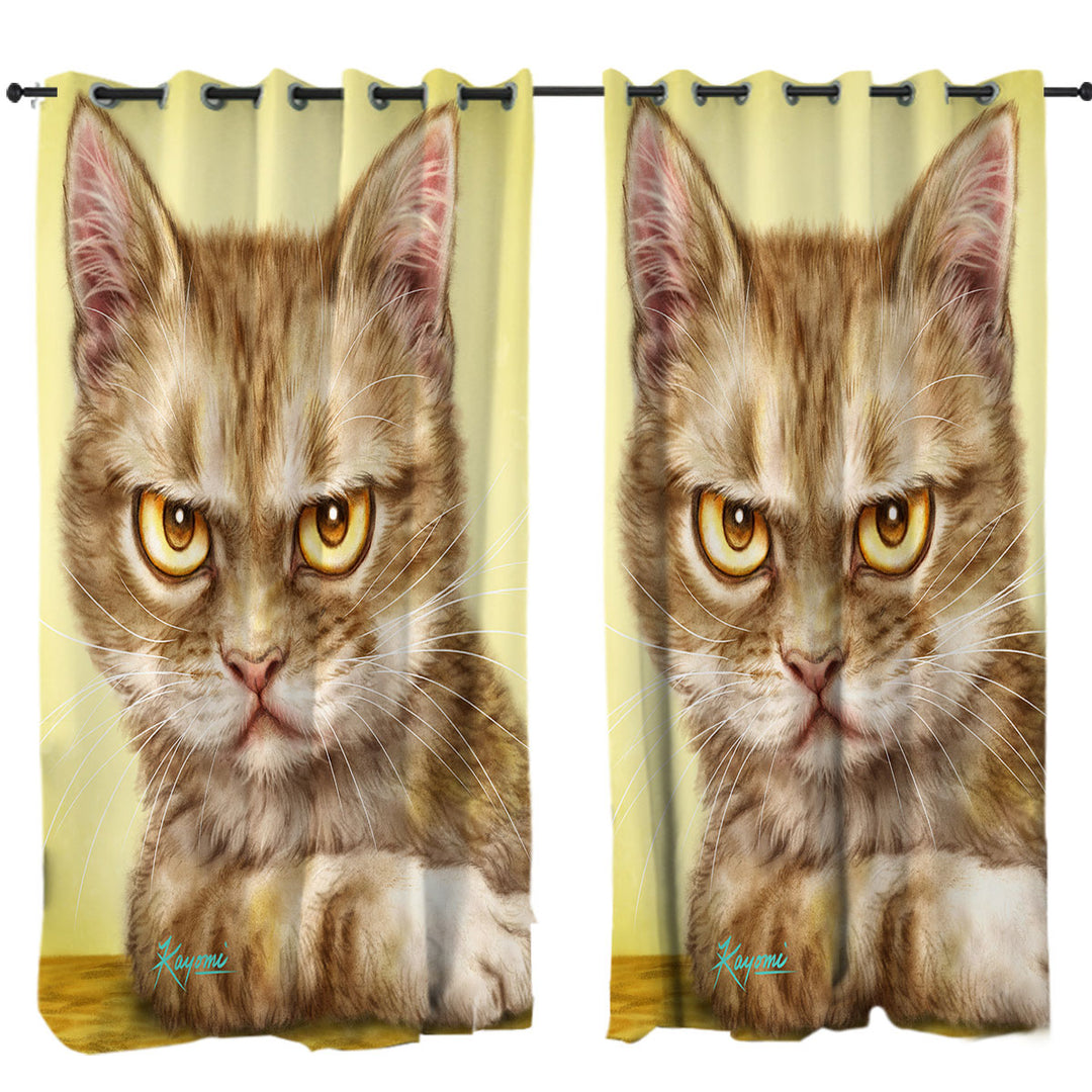 Cool Cats Art Serious Kitten Curtains