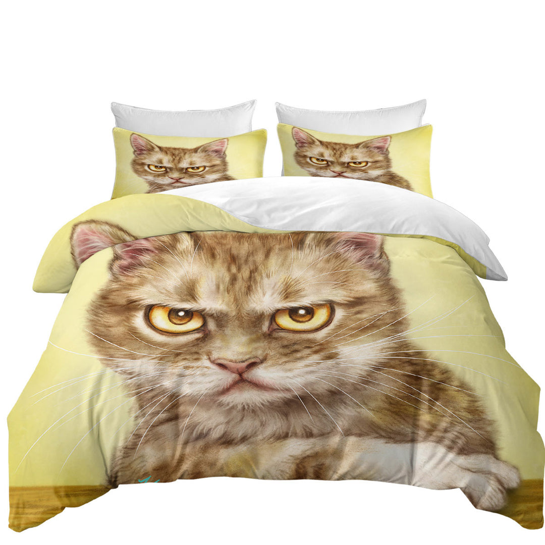 Cool Cats Art Serious Kitten Twin xl Duvet Covers