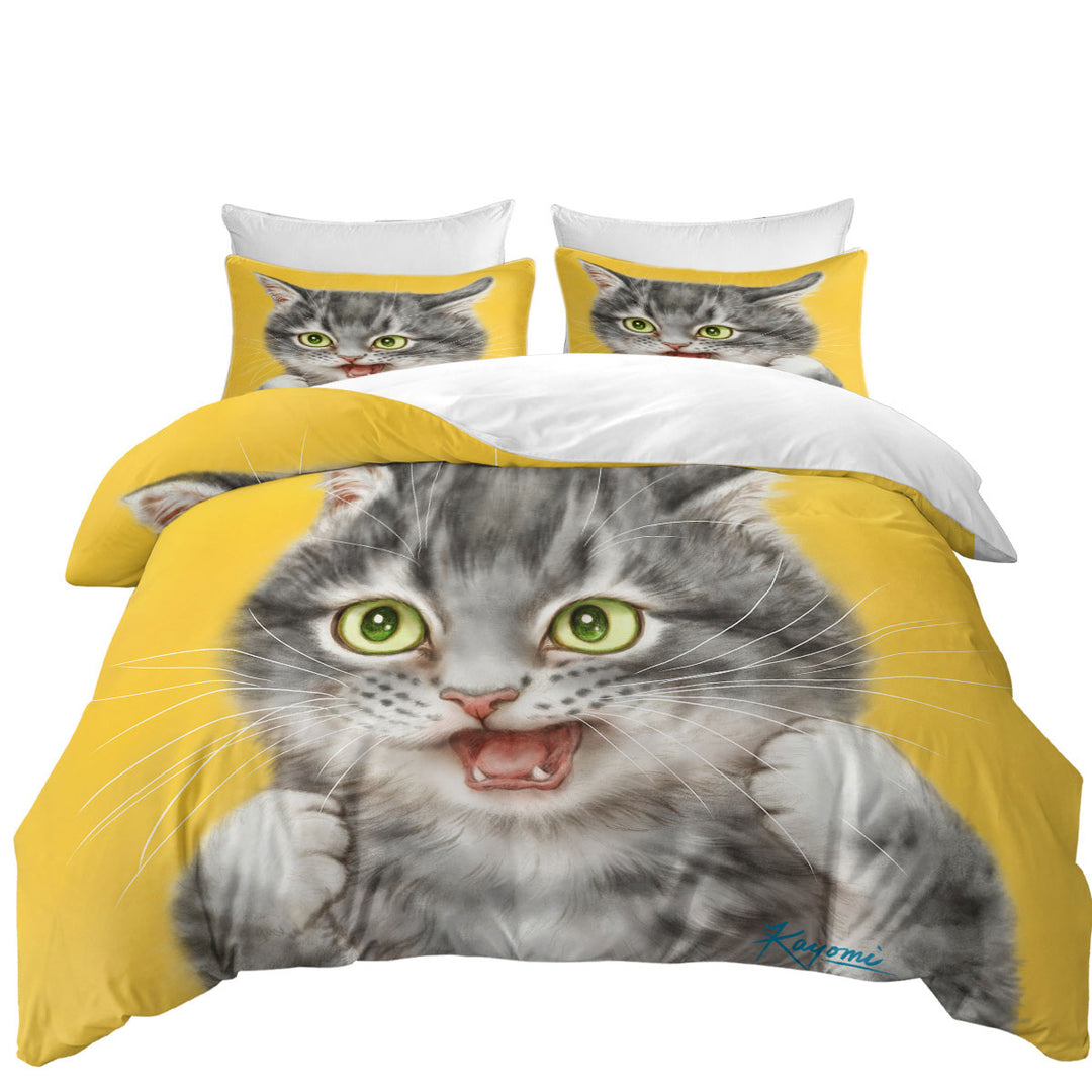 Cool Cats Art Tough Grey Kitten Duvet Cover