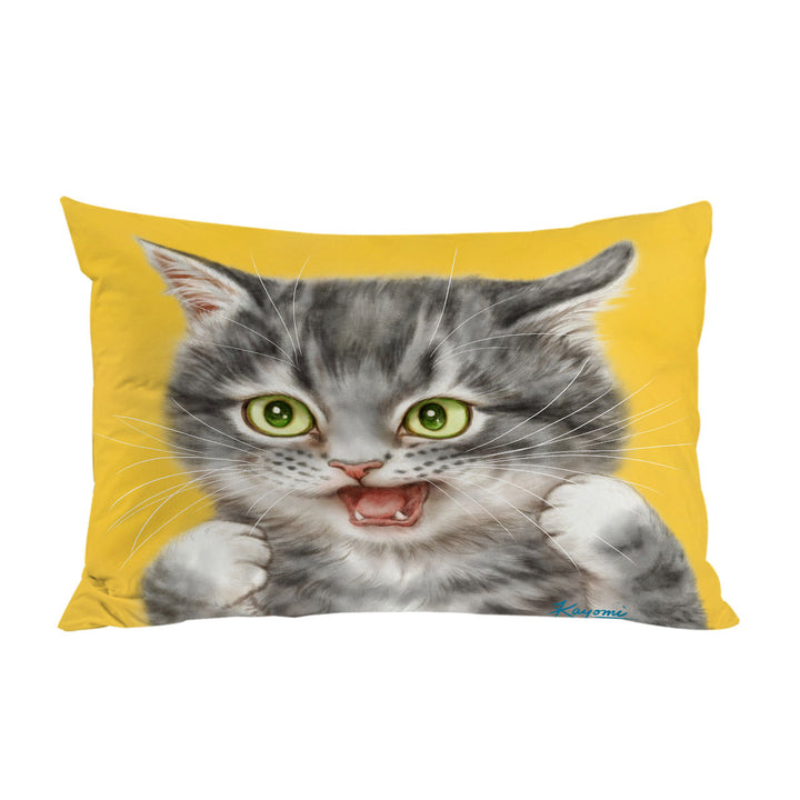 Cool Cats Art Tough Grey Kitten Pillowcase