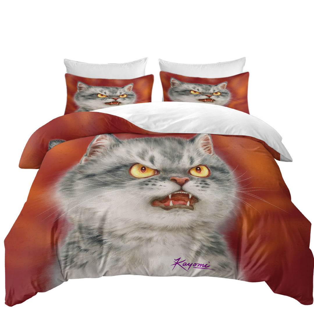 Cool Cats Designs Angry Furious Kitten Duvet Cover set