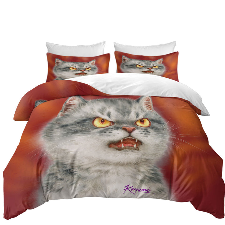 Cool Cats Designs Angry Furious Kitten Duvet Cover set