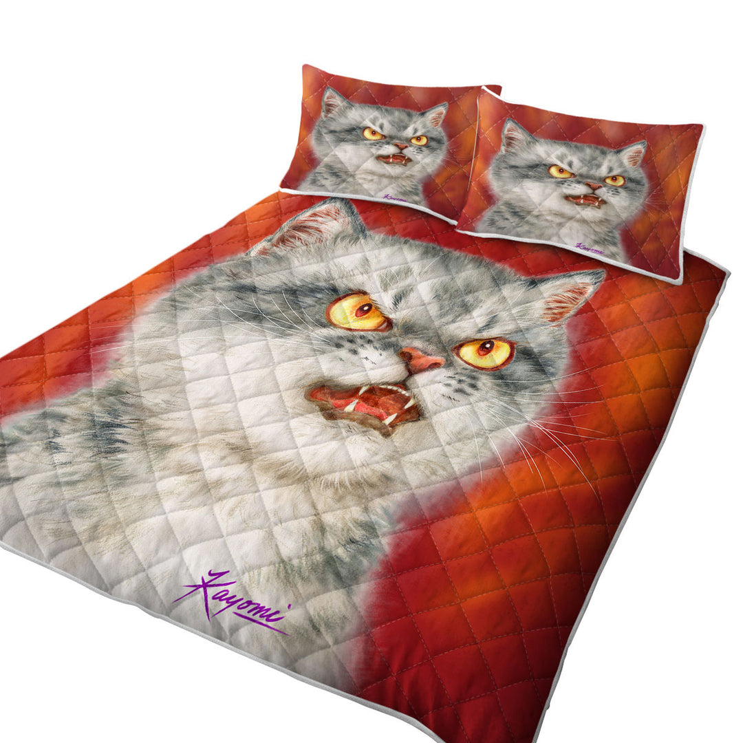 Cool Cats Designs Angry Furious Kitten King Size Quilt Sets